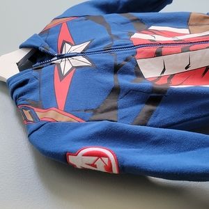 Boys Marvel Avengers Blue superhero zip up sweatshirt with hood; 4T (4-5 years)